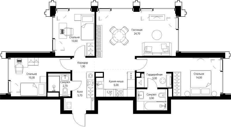 Продажа 3-комн квартиры в новостройке Москва г., Верейская ул.,  к. SET.1.2