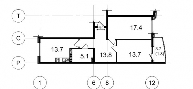 Планировка ЖК Перспектива, 31.1 м2