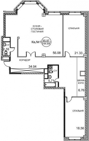 Планировка ЖК Royal House on Yauza, 40 м2