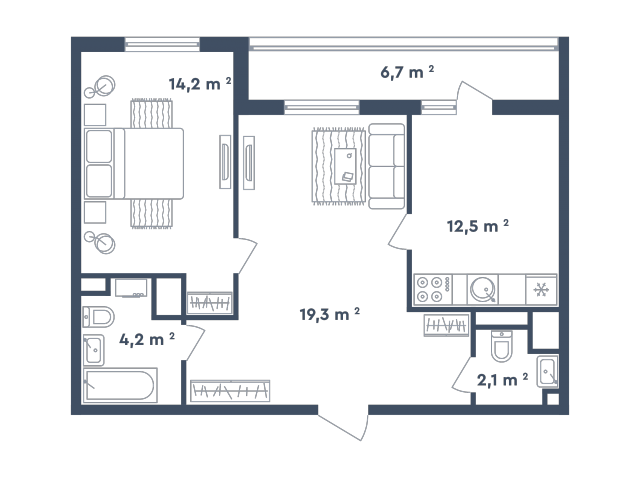 Планировка ЖК Сказочный лес, 33.5 м2