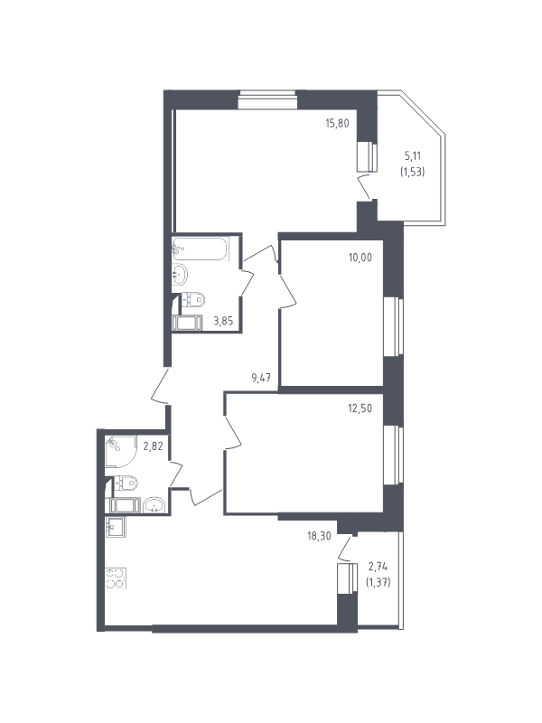 Продажа 3-комн квартиры в новостройке Санкт-Петербург г., Славянская ул.,  к. 4