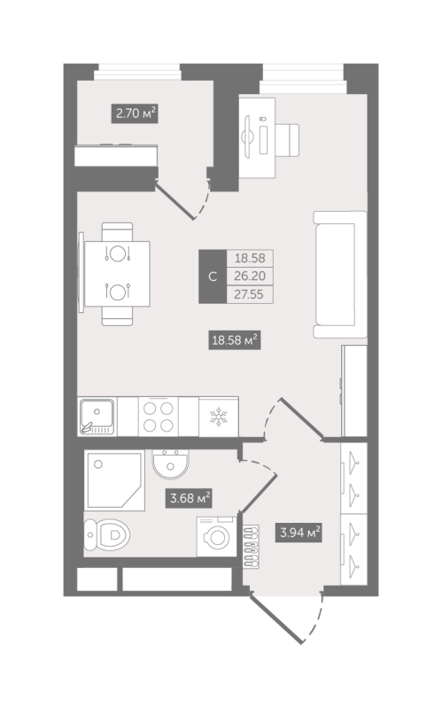 Продажа студии Новое Девяткино д., Лесная ул.,  к. А