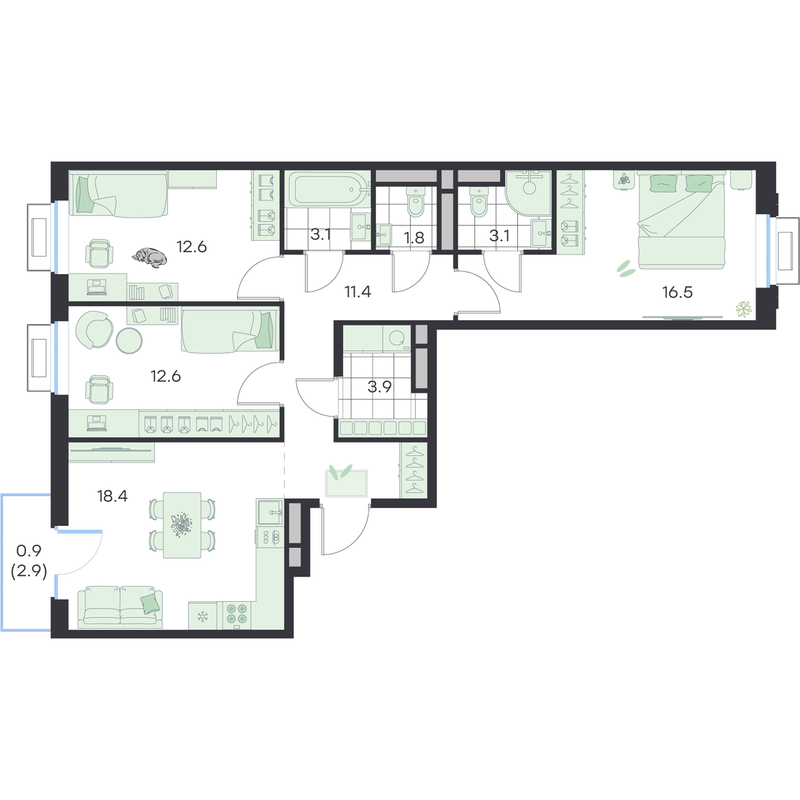 Продажа 3-комн квартиры в новостройке Раменское г., Михалевича ул.,  к. 1