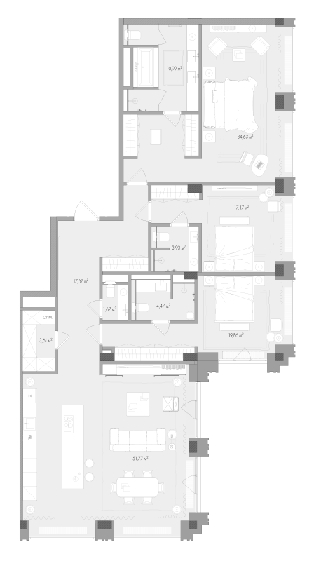 Продажа 3-комн квартиры в новостройке Москва г., Садовая-Сухаревская ул.,  к. 1