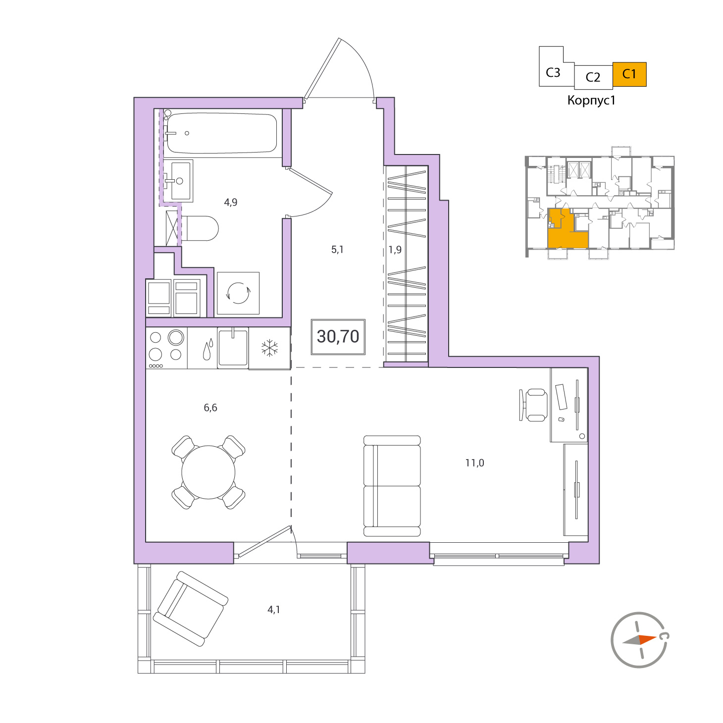 Продажа студии Янино-1, массив 