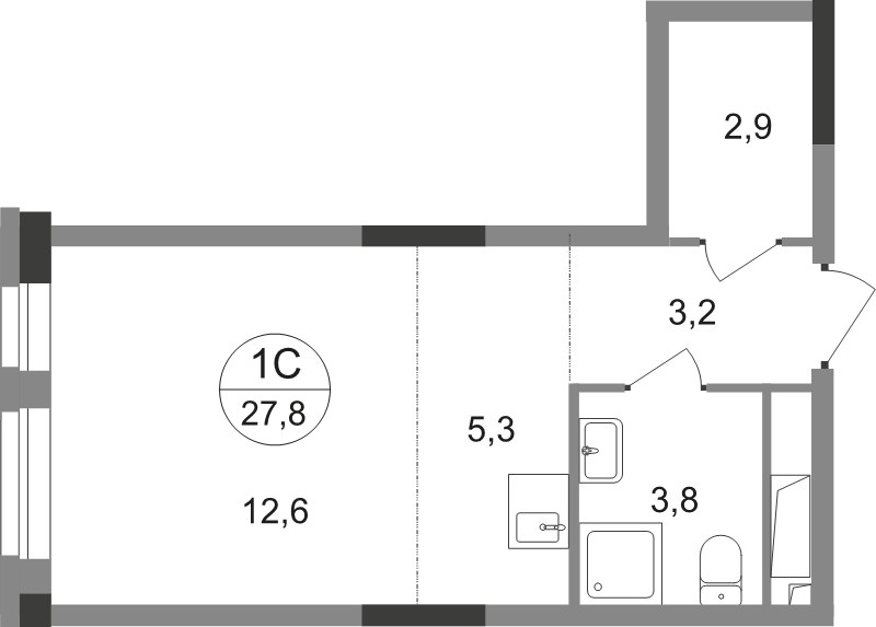 Продажа студии Московский г., Бианки ул.,  к. 9.3