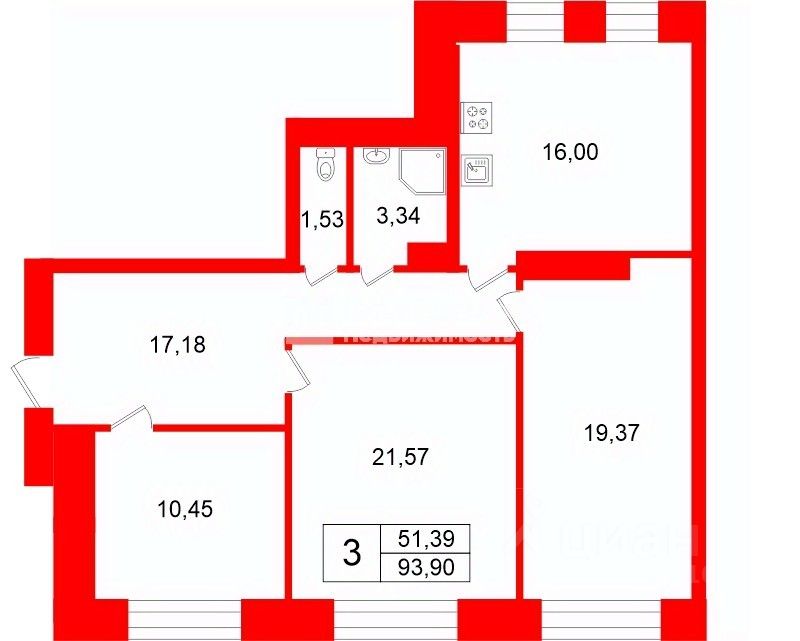 Продажа 3-комн квартиры на вторичном рынке Московский проспект, 145