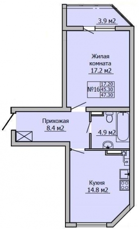 Планировка ЖК Метелица, 17.2 м2
