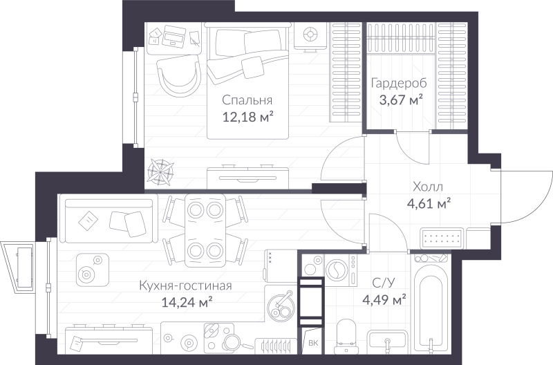 Продажа 1-комн квартиры в новостройке Сертолово г., Дмитрия Кожемякина ул.,  к. 5