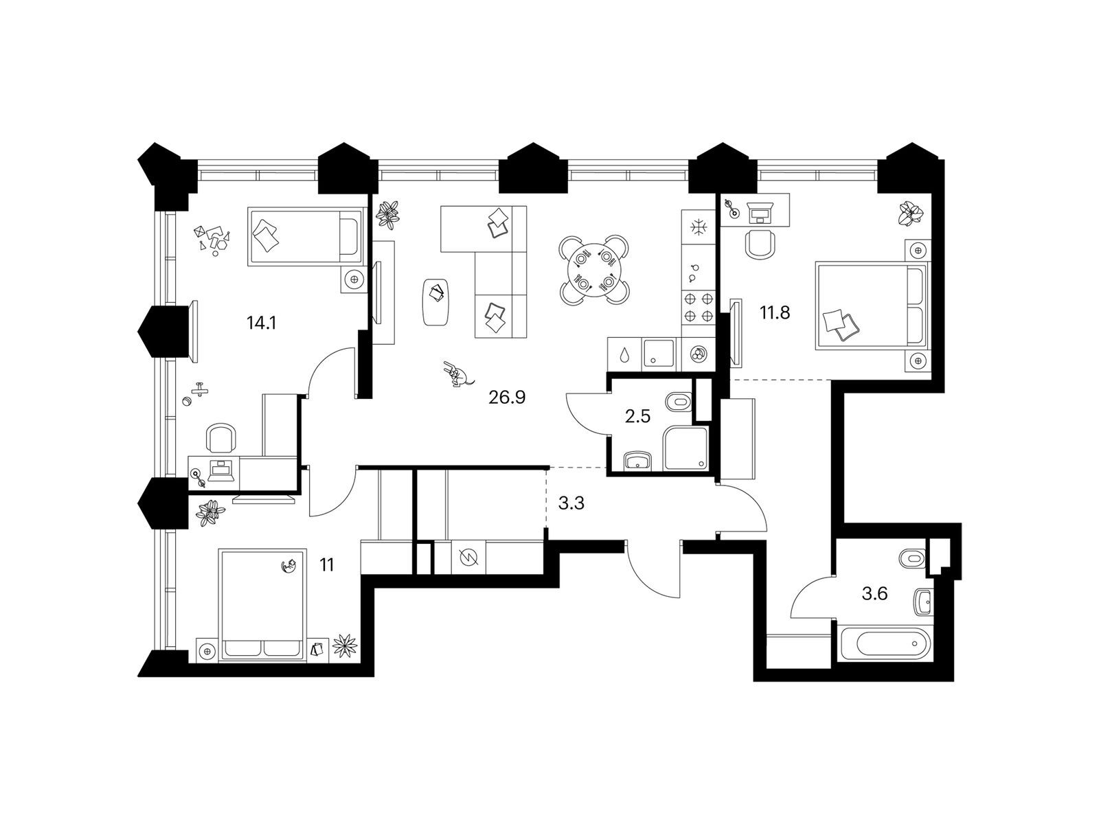 Продажа 3-комн квартиры в новостройке Очаковское ш., вл. 3, корп. 4.6