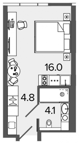 Планировка ЖК Artstudio M103, 16 м2
