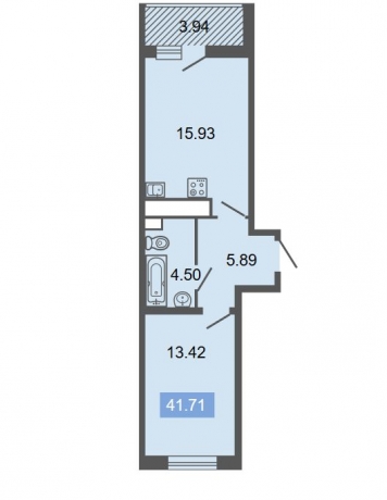 Планировка ЖК Питер, 13.42 м2