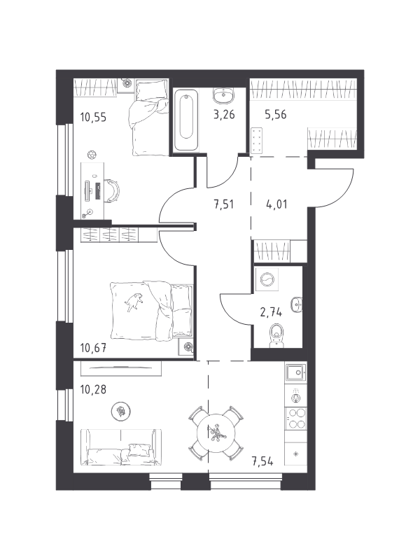 Продажа 2-комн квартиры в новостройке Кокошкино д.п., Проектируемый проезд № 7008,  к. 35