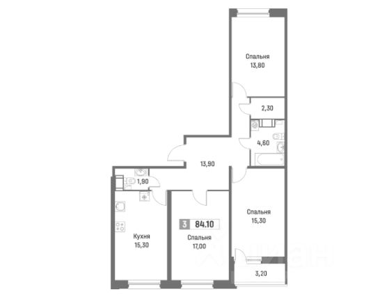 Продажа 3-комн квартиры на вторичном рынке Мурино, проспект Авиаторов Балтики, 23к3