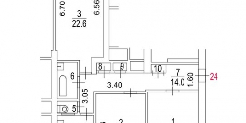 3-комн квартира улица Маршала Соколовского,  д. 13