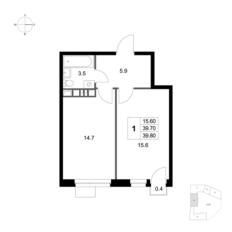 Продажа 1-комн квартиры в новостройке Марусино пгт., Заречная ул.,  к. 1.2