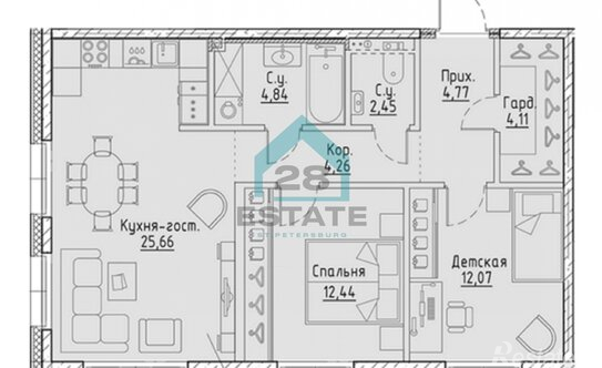 Продажа 2-комн квартиры на вторичном рынке набережная Чёрной речки,  д. 35 с1