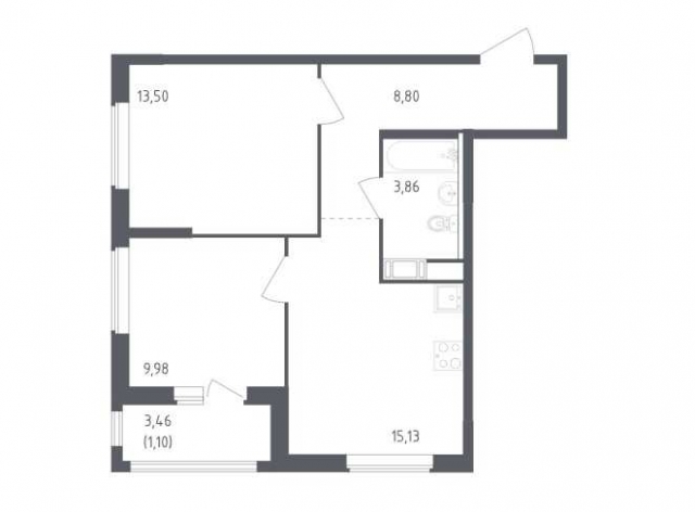 Планировка ЖК Южная Нева, 23.48 м2