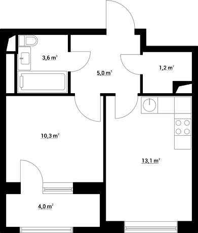 Планировка ЖК Нормандия, 10.3 м2