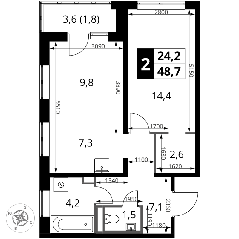 Продажа 1-комн квартиры в новостройке Сапроново д., Калиновая ул.,  к. 3