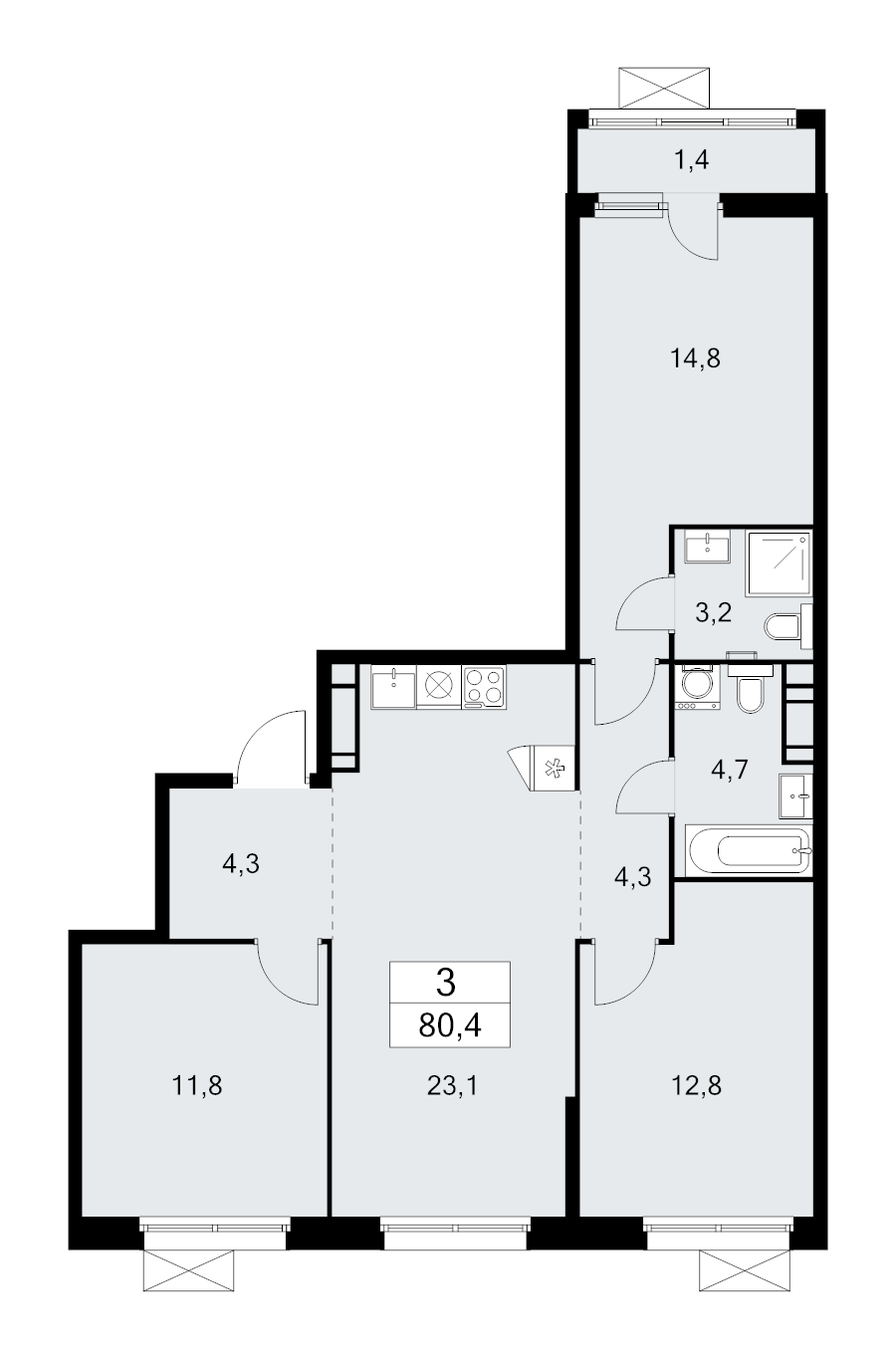 Продажа 3-комн квартиры в новостройке Коммунарка п., Эдварда Грига ул.,  к. 25.5