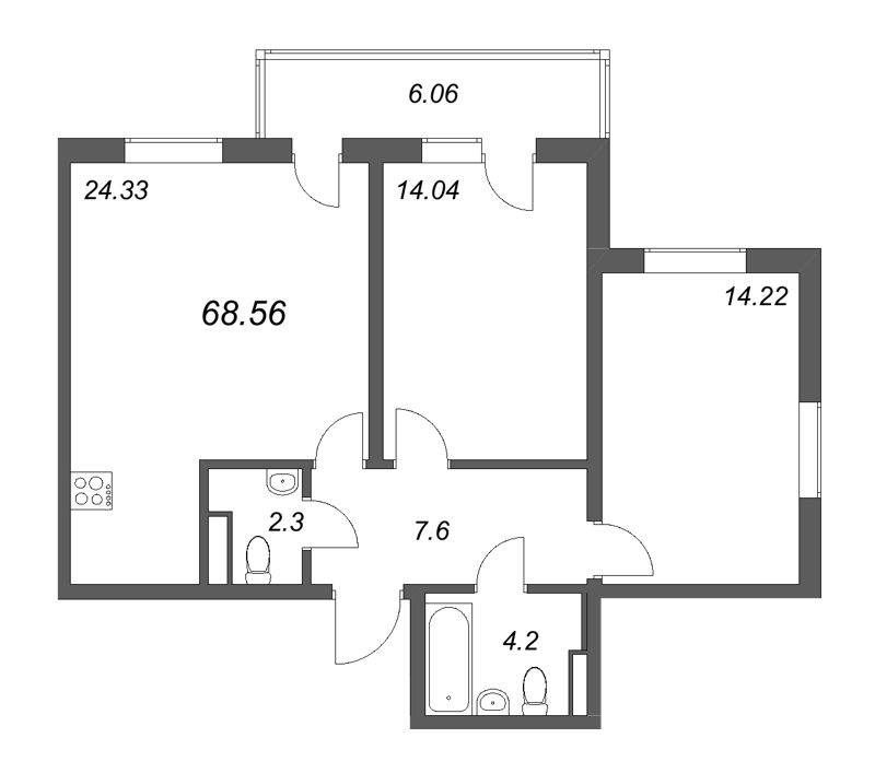Продажа 2-комн квартиры в новостройке Сертолово г., Восточно-Выборгское ш.,  к. 7
