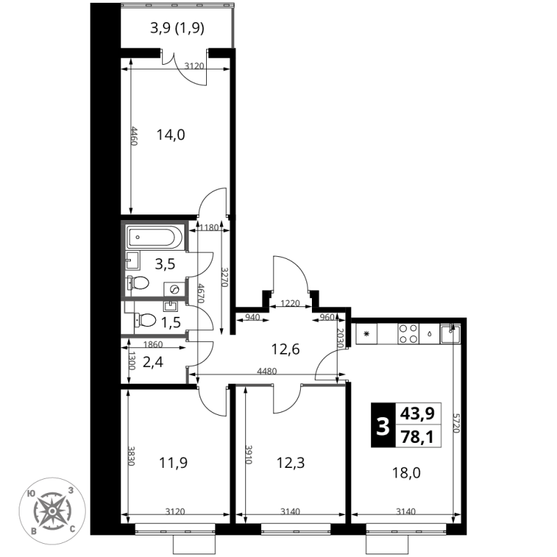 Продажа 3-комн квартиры в новостройке Химки г., Комсомольская ул.,  к. 5