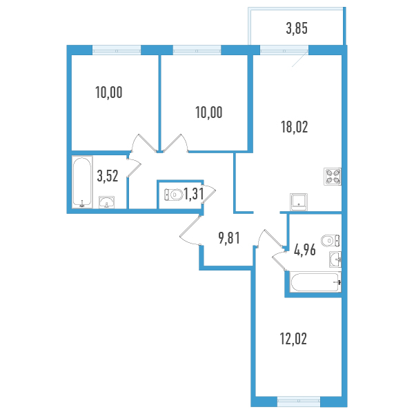 Продажа 3-комн квартиры в новостройке Шушары п., Окуловская ул.,  к. 1