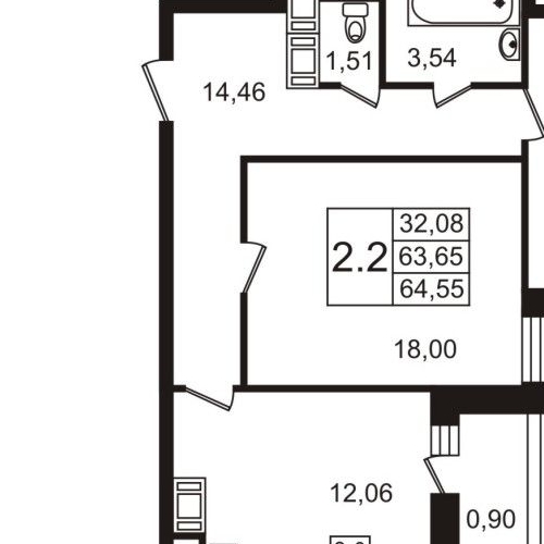 2-комн квартира улица Адмирала Черокова, 22