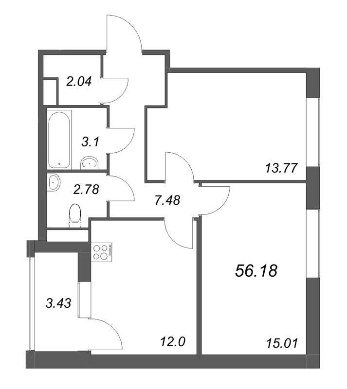 Продажа 2-комн квартиры в новостройке Санкт-Петербург г., Курская ул.,  к. 1