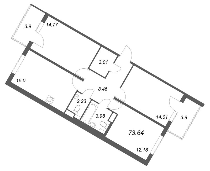Продажа 3-комн квартиры в новостройке Стрельна п., Будённого пр-кт,  к. 5.5