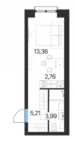 Планировка ЖК Соседи 21/19, 16.12 м2