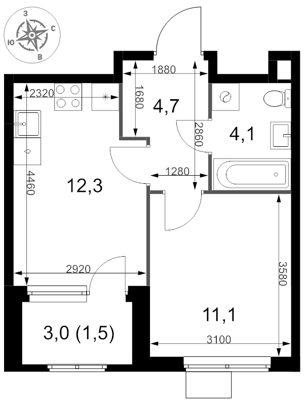 Продажа 1-комн квартиры в новостройке Химки г., Олимпийская ул.,  к. 2.2