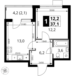 Продажа 1-комн квартиры в новостройке пос. Мосрентген, Проектируемый пр-д № 7502а