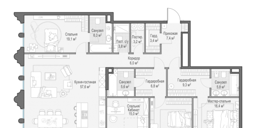 4-комн квартира Москва г., Фрунзенская наб.,  к. D