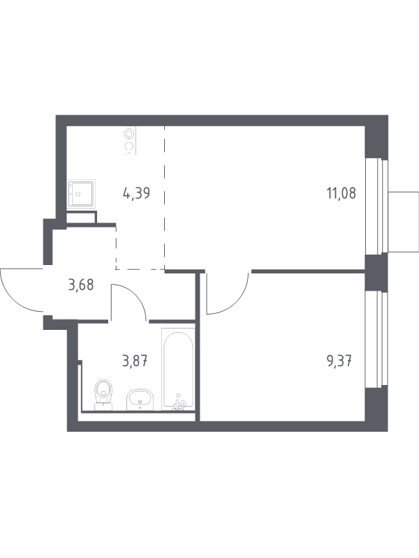 Продажа 1-комн квартиры в новостройке Мисайлово д., Молодежный б-р,  к. 14.2