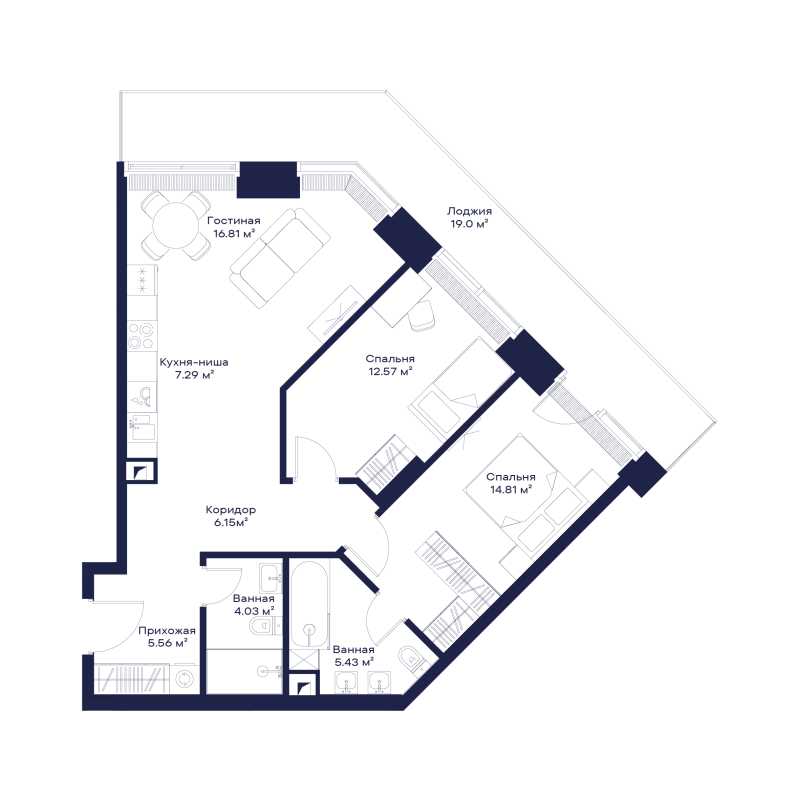 Продажа 2-комн квартиры в новостройке Москва г., 3-й Силикатный проезд,  к. Anna