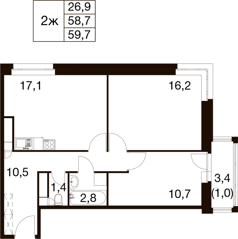 Продажа 2-комн квартиры в новостройке Балашиха г, Проектная ул,  к. 1