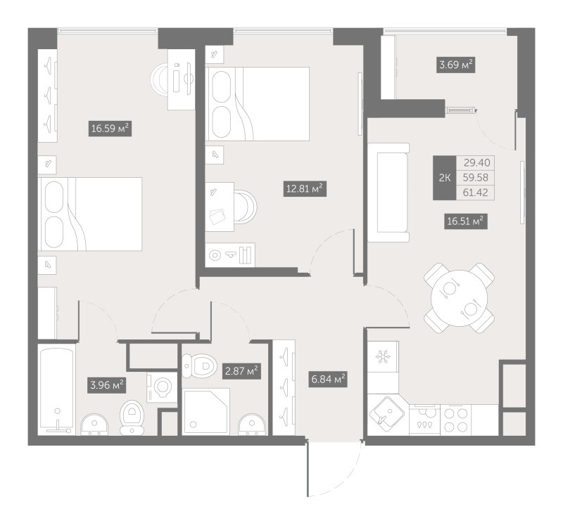 Продажа 2-комн квартиры в новостройке Шушары п., Московское ш.,  к. 7