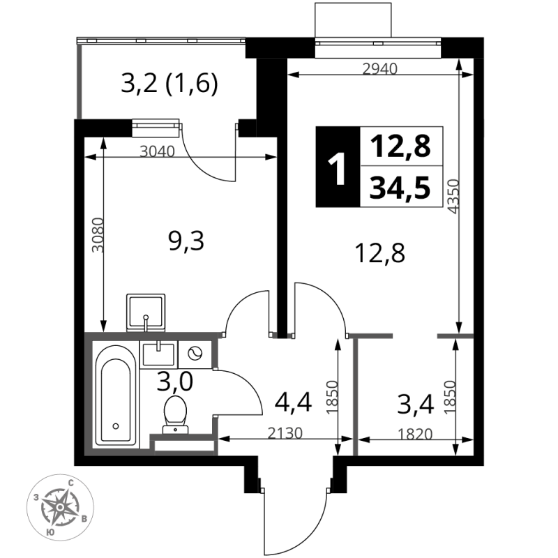 Продажа 1-комн квартиры в новостройке Сапроново д., Калиновая ул.,  к. 3