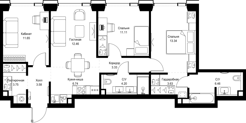 Продажа 3-комн квартиры в новостройке Москва г., Верейская ул.,  к. SET.2.А