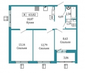 Планировка ЖК Графика, 34.56 м2