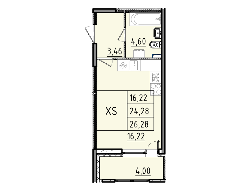 Продажа студии Новосергиевка д., Ленинградская ул.,  к. 1