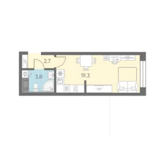 Планировка ЖК ЛСР. Измайловский, 19.3 м2
