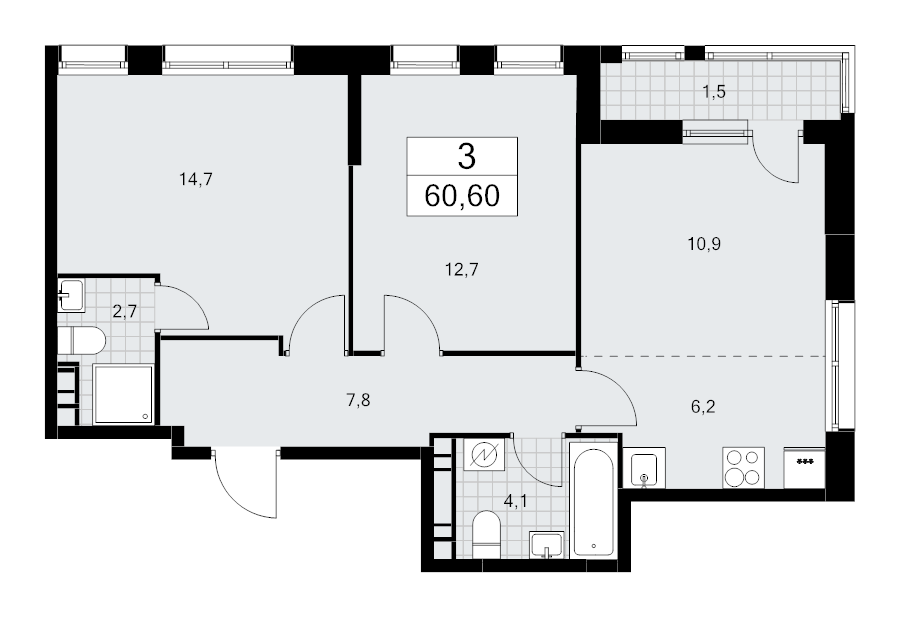 Продажа 2-комн квартиры в новостройке Марушкинское пос., Боровское ш.,  к. 3.4
