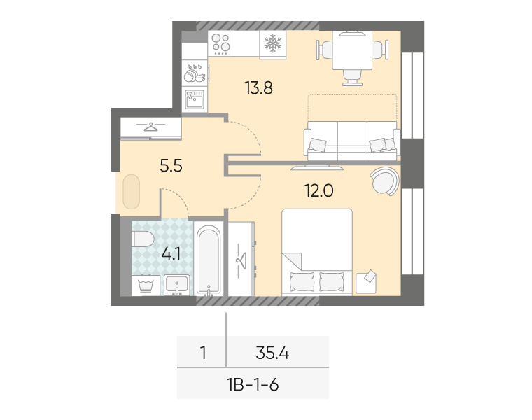 Продажа 1-комн квартиры в новостройке Москва г., Братьев Весниных б-р,  к. 1-3