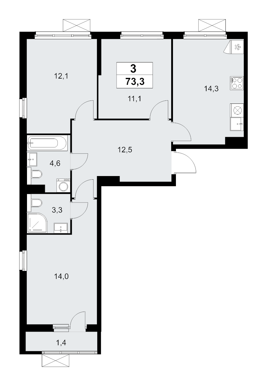 Продажа 3-комн квартиры в новостройке Сосенское пос., Куприна пр-кт,  к. 9.1