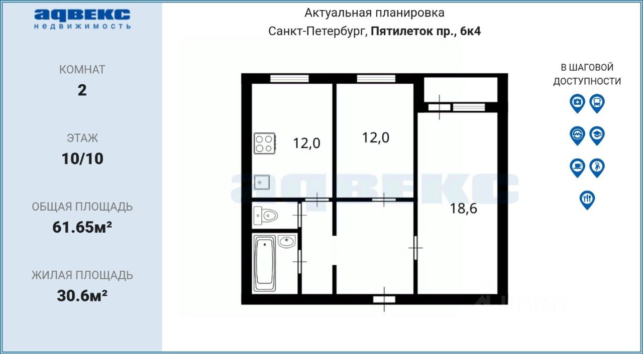Продажа 2-комн квартиры на вторичном рынке проспект Пятилеток, 6к4