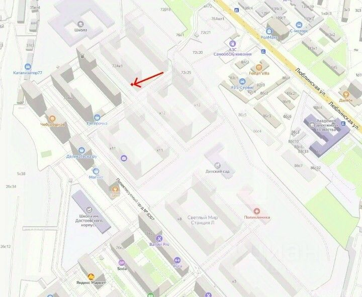 Аренда торгового помещения ул Люблинская,  д. 72А,  к. 1