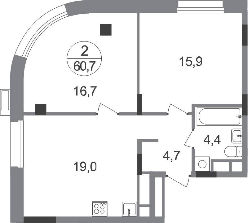 Продажа 2-комн квартиры в новостройке Заречье п., Каштановая ул.,  к. 6.1